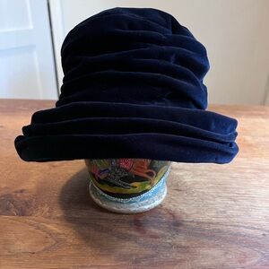 Vintage Laura Ashley Blue Velvet Hat Cottagecore Brand New without Tags